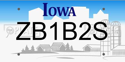 ZB1B2S Iowa License Plate