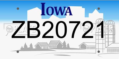 ZB20721 Iowa License Plate