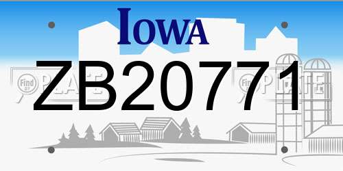 ZB20771 Iowa License Plate