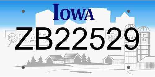 ZB22529 Iowa License Plate
