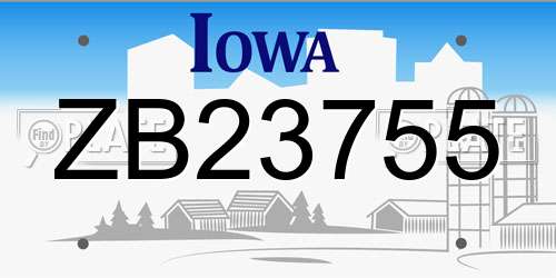 ZB23755 Iowa License Plate