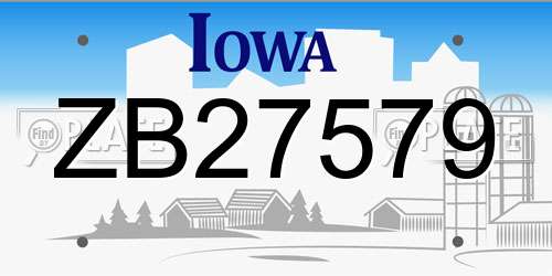 ZB27579 Iowa License Plate