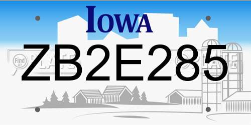 ZB2E285 Iowa License Plate
