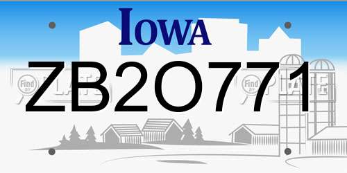 ZB2O771 Iowa License Plate