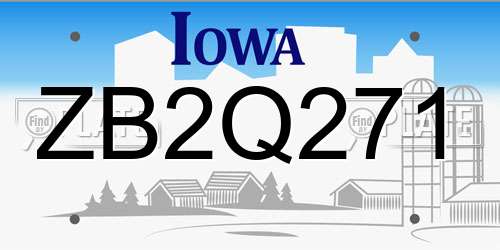 ZB2Q271 Iowa License Plate