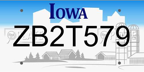 ZB2T579 Iowa License Plate