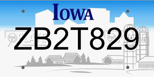 ZB2T829 Iowa License Plate