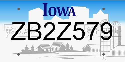 ZB2Z579 Iowa License Plate