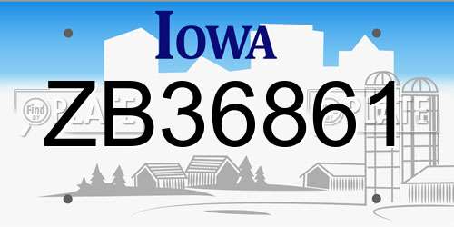 ZB36861 Iowa License Plate
