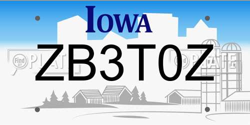 ZB3T0Z Iowa License Plate