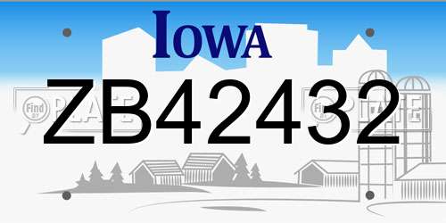 ZB42432 Iowa License Plate