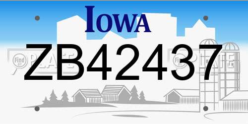 ZB42437 Iowa License Plate