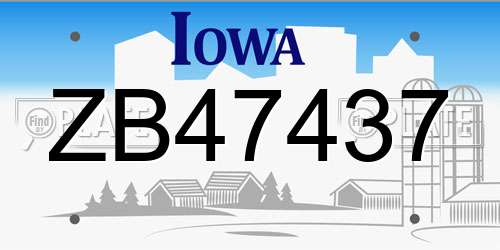 ZB47437 Iowa License Plate