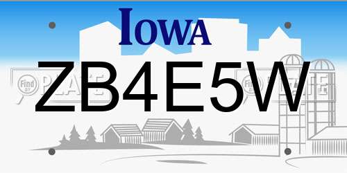 ZB4E5W Iowa License Plate