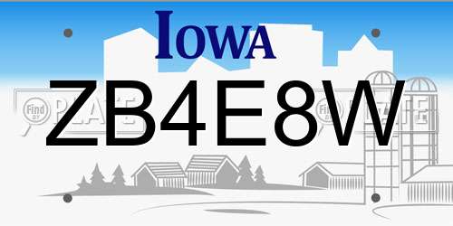ZB4E8W Iowa License Plate