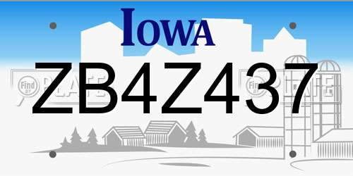 ZB4Z437 Iowa License Plate