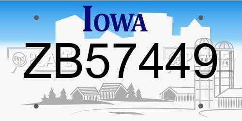 ZB57449 Iowa License Plate