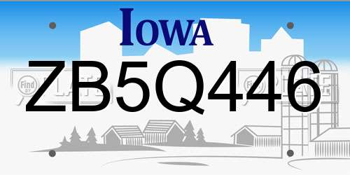 ZB5Q446 Iowa License Plate
