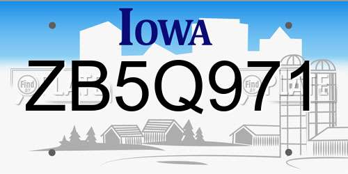 ZB5Q971 Iowa License Plate