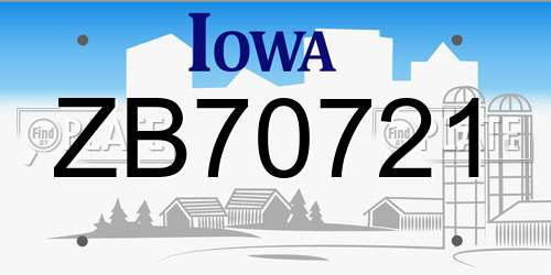 ZB70721 Iowa License Plate