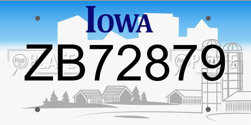 ZB72879 Iowa License Plate