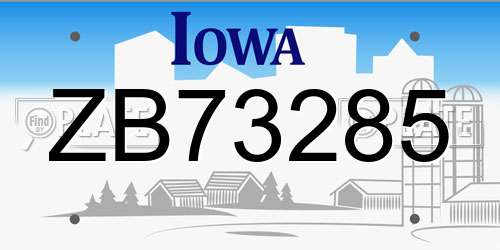 ZB73285 Iowa License Plate