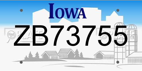 ZB73755 Iowa License Plate