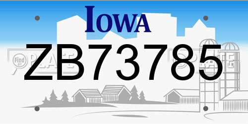 ZB73785 Iowa License Plate