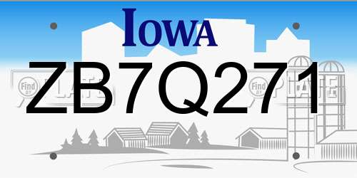 ZB7Q271 Iowa License Plate