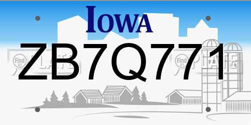 ZB7Q771 Iowa License Plate