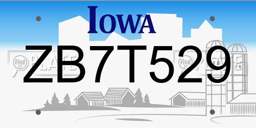 ZB7T529 Iowa License Plate