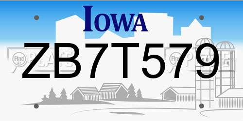 ZB7T579 Iowa License Plate