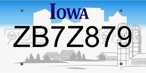 ZB7Z879 Iowa License Plate