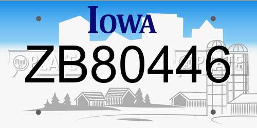 ZB80446 Iowa License Plate