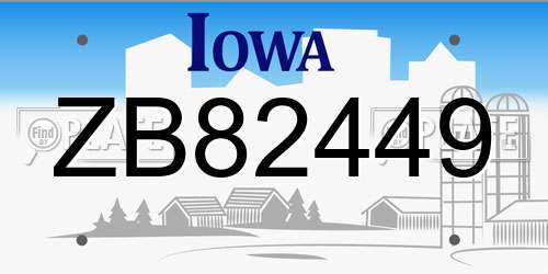 ZB82449 Iowa License Plate