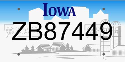 ZB87449 Iowa License Plate