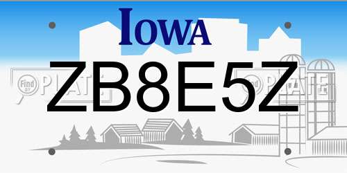 ZB8E5Z Iowa License Plate