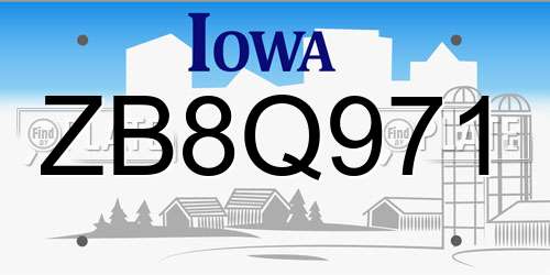 ZB8Q971 Iowa License Plate