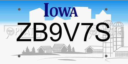 ZB9V7S Iowa License Plate