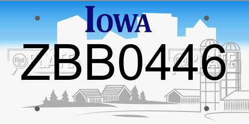 ZBB0446 Iowa License Plate