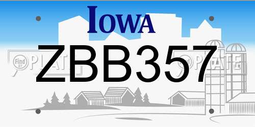 ZBB357 Iowa License Plate