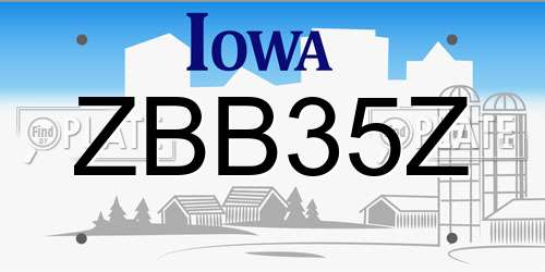 ZBB35Z Iowa License Plate