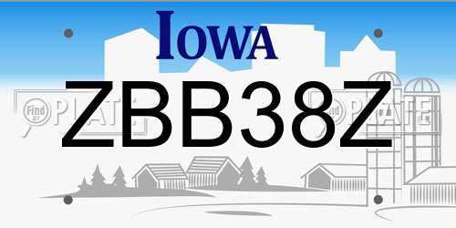 ZBB38Z Iowa License Plate