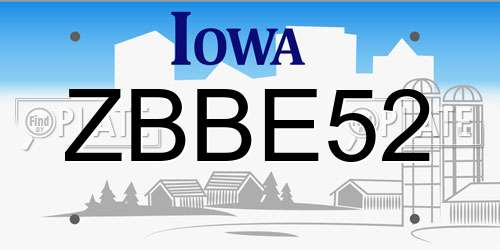 ZBBE52 Iowa License Plate