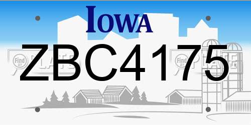ZBC4175 Iowa License Plate