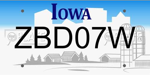 ZBD07W Iowa License Plate