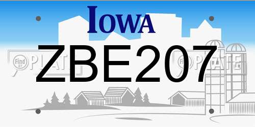 ZBE207 Iowa License Plate