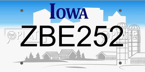 ZBE252 Iowa License Plate