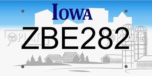 ZBE282 Iowa License Plate