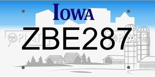ZBE287 Iowa License Plate